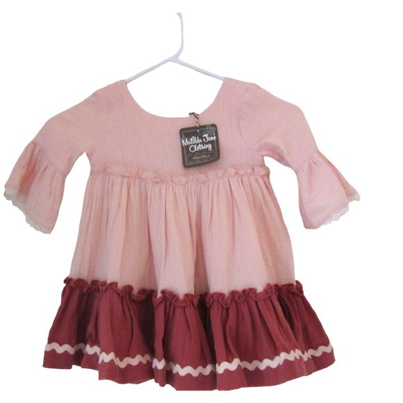 New w Tag, Matilda Jane Forever and Ever Pink Lined Ruffle Girls Dress in Size 2 - Picture 2 of 8